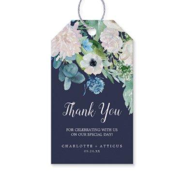 Classic White Flowers | Navy Thank You Favor Gift Tags