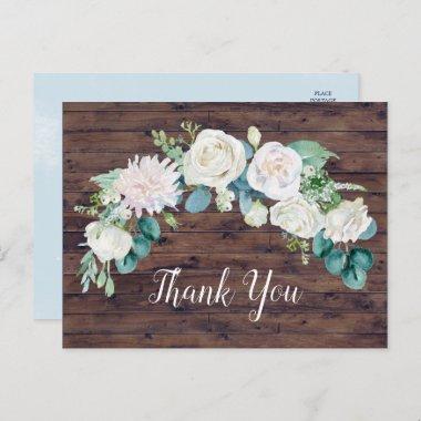 Classic White Flowers | Rustic Thank You PostInvitations