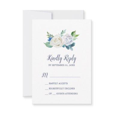 Classic White Flowers Simple RSVP Card