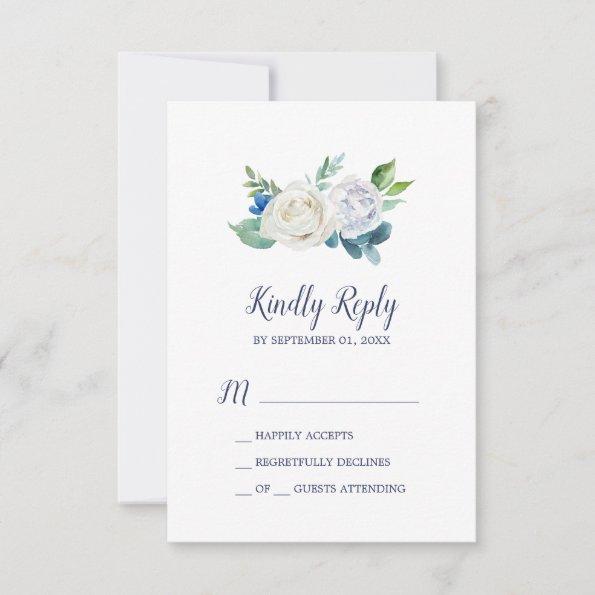 Classic White Flowers Simple RSVP Card