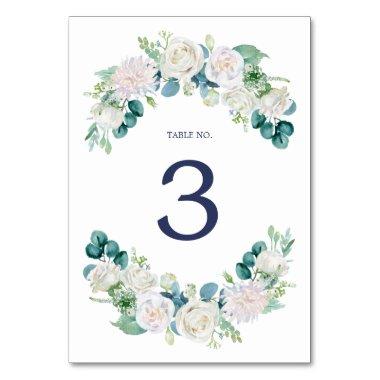 Classic White Flowers Table Number