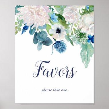 Classic White Flowers Wedding Favors Sign