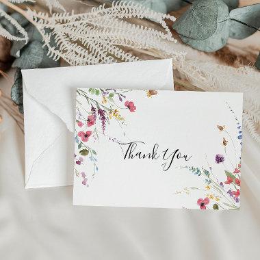 Classic Wild Colorful Floral Flat Wedding Thank You Invitations