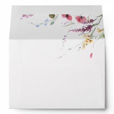 Classic Wild Colorful Floral Wedding Invitations Envelope