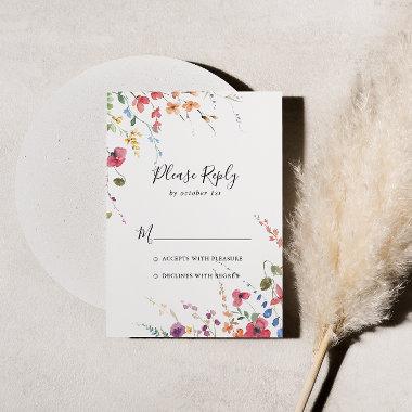 Classic Wild Colorful Floral Wedding RSVP