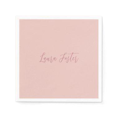 Classical Handwriting Elegant Name Rose Gold Napkins