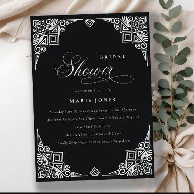 Classy Black White Art Deco Ornate