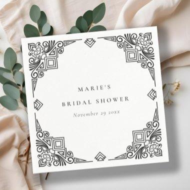 Classy Black White Art Deco Ornate  Napkins