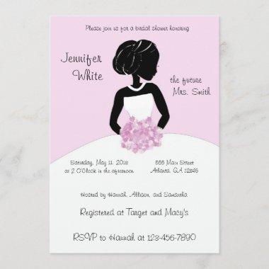 Classy Black White Pink Bridal Shower Invitations