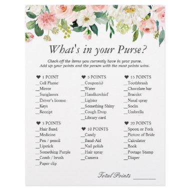 Classy Blush Pink Floral What's In Your Purse Game Flyer
