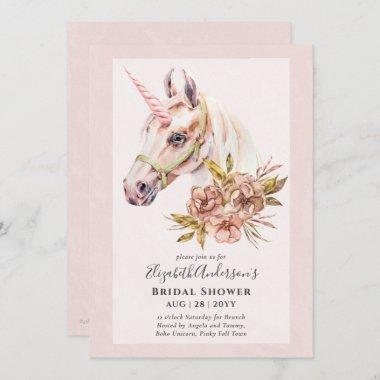 Classy BOHO Unicorn Bridal Shower Lunch Invitations