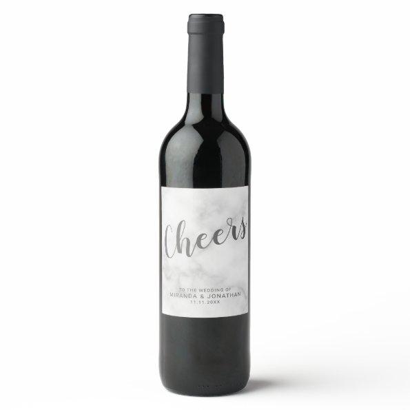 Classy Elegant Marble Wedding Wine Label