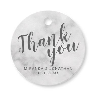 Classy Elegant White Marble Wedding Thank You Favor Tags