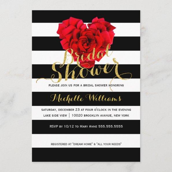Classy Floral stripes bridal shower Invitations