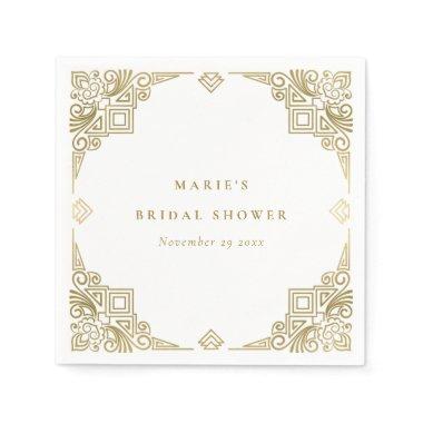 Classy Glam Gold Art Deco Ornate Bridal Shower Napkins
