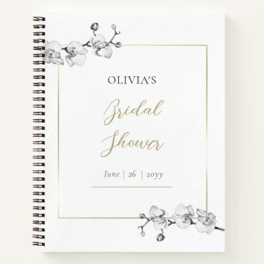Classy Gold Frame Orchids Bridal Shower Gift List Notebook