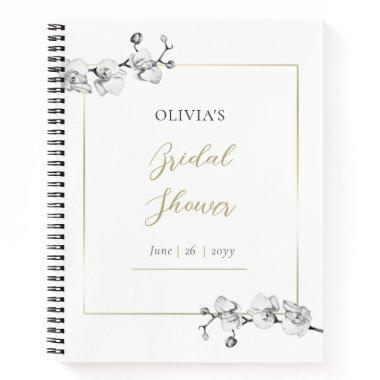 Classy Gold Frame Orchids Bridal Shower Gift List Notebook