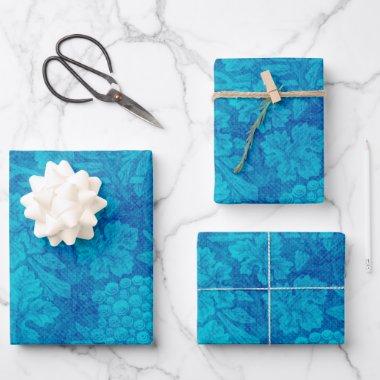 Classy Grape Clusters Damask Style Blue Green Wrapping Paper Sheets