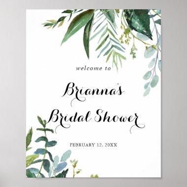 Classy Greenery Tropical Bridal Shower Welcome Poster