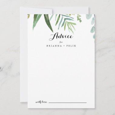 Classy Greenery Tropical Leaves Wedding Advice Card