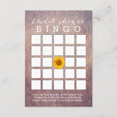 Classy Grunge Sunflower Bridal Shower Bingo Invitations