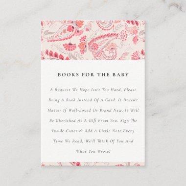 Classy Modern Blush Paisley Books For Baby Shower Enclosure Invitations