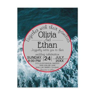 Classy navy blue coastal beach Invitation postInvitations