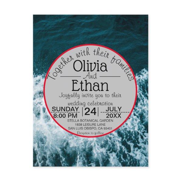 Classy navy blue coastal beach Invitation post