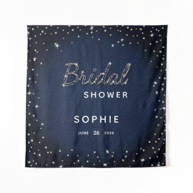 Classy Navy Sparkle Glitter Bridal Shower Backdrop