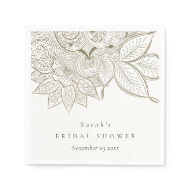 Classy Ornate Paisley Ivory Gold  Napkins