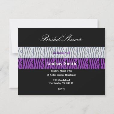 Classy Purple and Black Bridal Shower Invitations