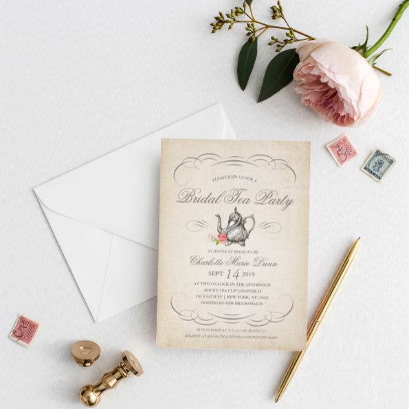 Classy Vintage Bridal Tea Party | Bridal Shower Invitations