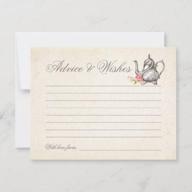 Classy Vintage Tea Party Advice and Wishes Invitations