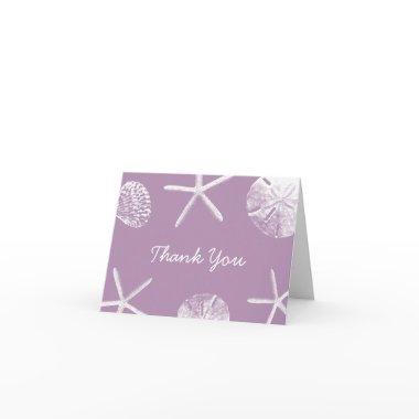 Classy Violet Beach Theme Seashells Thank You