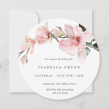 Classy Watercolor Magnolia Bridal Shower Invitations
