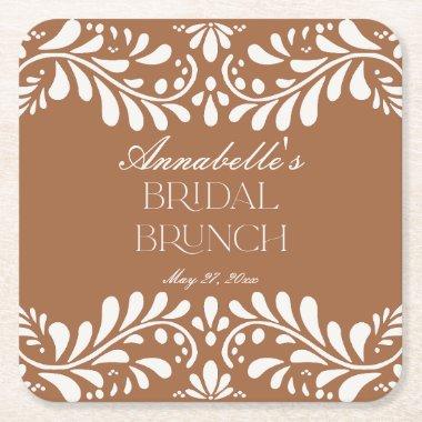 Clay Talavera Tile Spanish Fiesta Bridal Brunch Square Paper Coaster