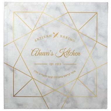 Clean Lines -White Marble Gold Challah Dough Cover Cloth Napkin