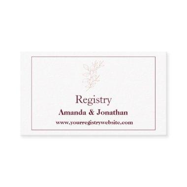 Clean White Pink Simple Leaf | Wedding QR Registry Enclosure