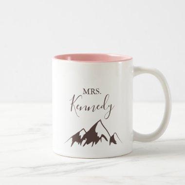 Clear Mountain Country Mrs Newlywed Bride Two-Tone Coffee Mug