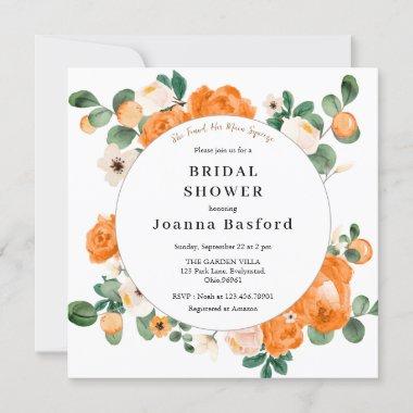 Clementine and Orange White Blossoms Bridal Shower Invitations
