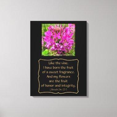 Cleome Flower with Bible Verse from Sirach 24: 23 Canvas Print
