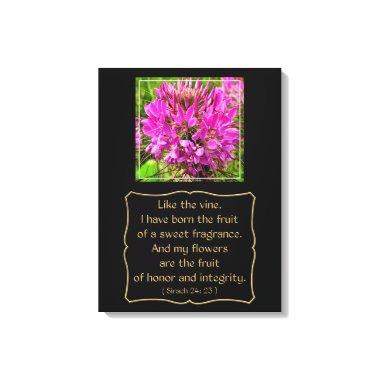 Cleome Flower with Bible Verse from Sirach 24: 23 Canvas Print