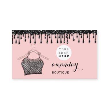 Cloth Hanger Dress Fashion Shop Pink Drip QR Logo Business