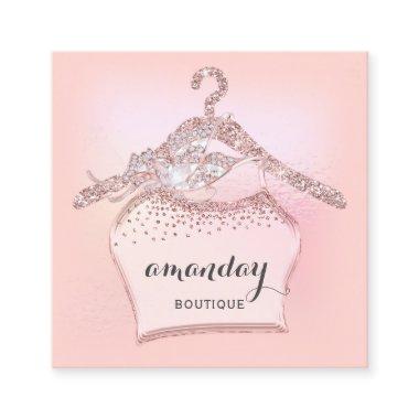 Cloth Hanger Dress Fashion Shop Pink Glitter Drip Square Business Invitations