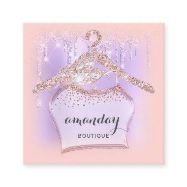 Cloth Hanger Dress Fashion Shop Rose Glitter Drip Square Business