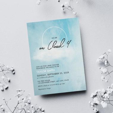 Cloud 9 Baby Shower Theme Minimalist Modern Invitations