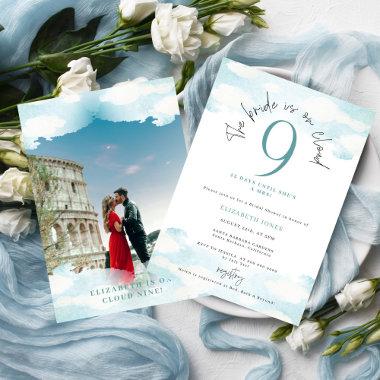 Cloud 9 Blue and White Bridal Shower Invitations