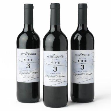 Cloud 9 Blue Swirls  Table Number Wine Label