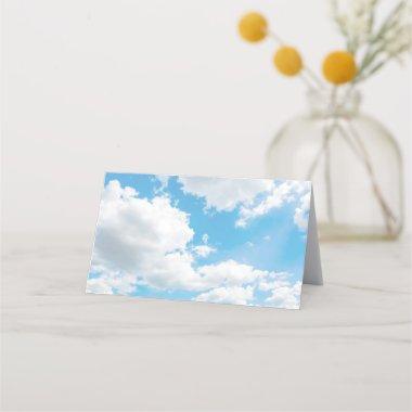 Cloud 9 Blue Wedding Place Invitations