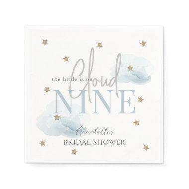 Cloud 9 Gold Stars Blue Watercolor Bridal Shower Napkins